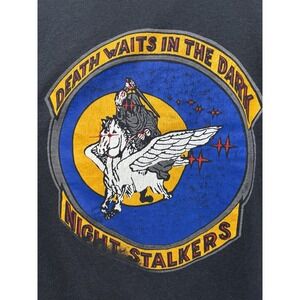 Army Vintage Shirt Night Stalkers Death Waits Dark Black 160th Airborne SOAR